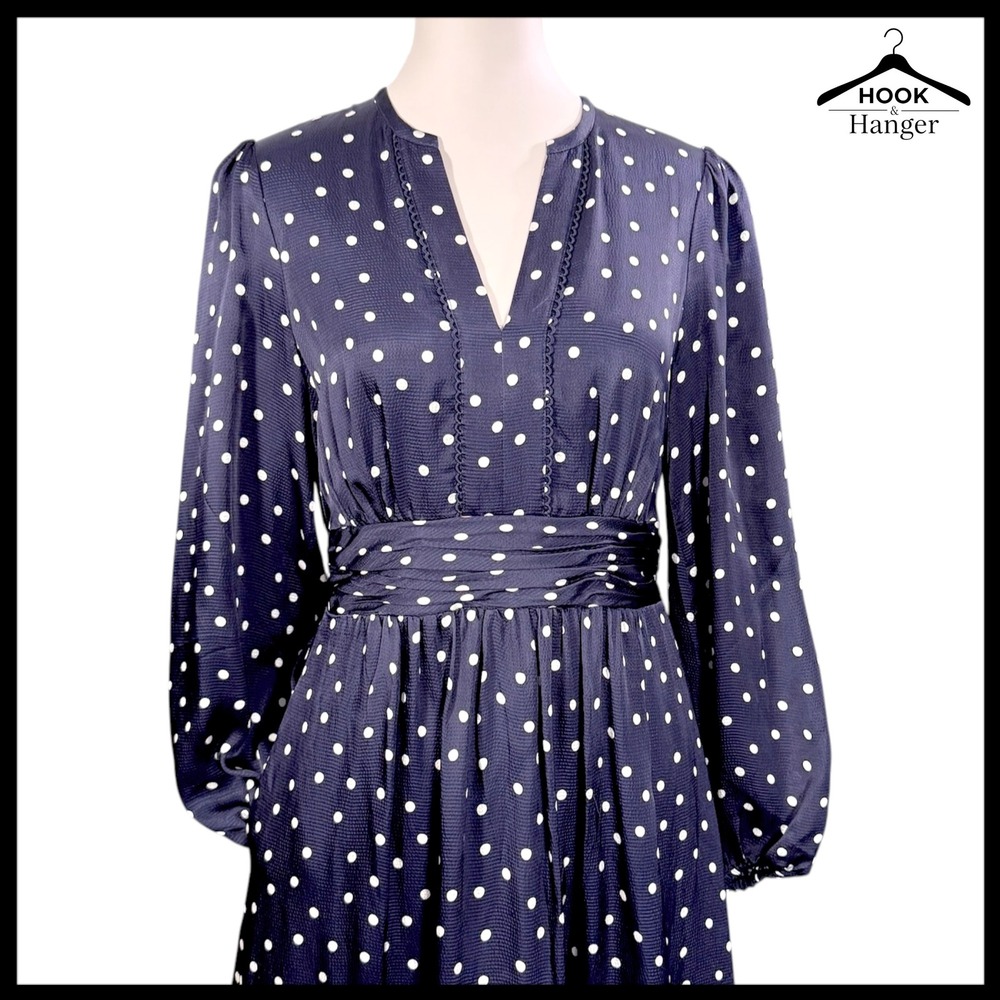 Boden‎ Pippa Navy White Polka Dot Maxi Dress 6 R Spring Wedding Guest Graduation - Picture 14 of 16